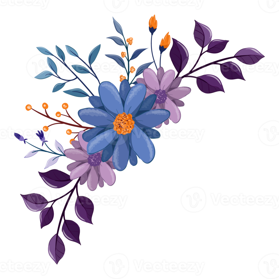 Purple Flower Arrangement with watercolor style png