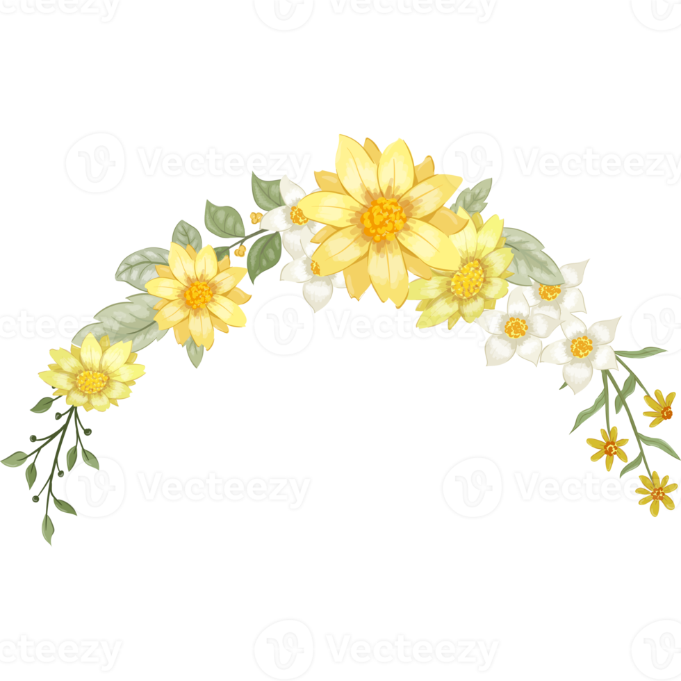 arrangement de fleurs jaunes avec style aquarelle png