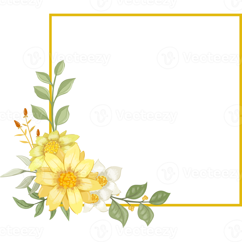 Yellow Flower Arrangement with watercolor style png