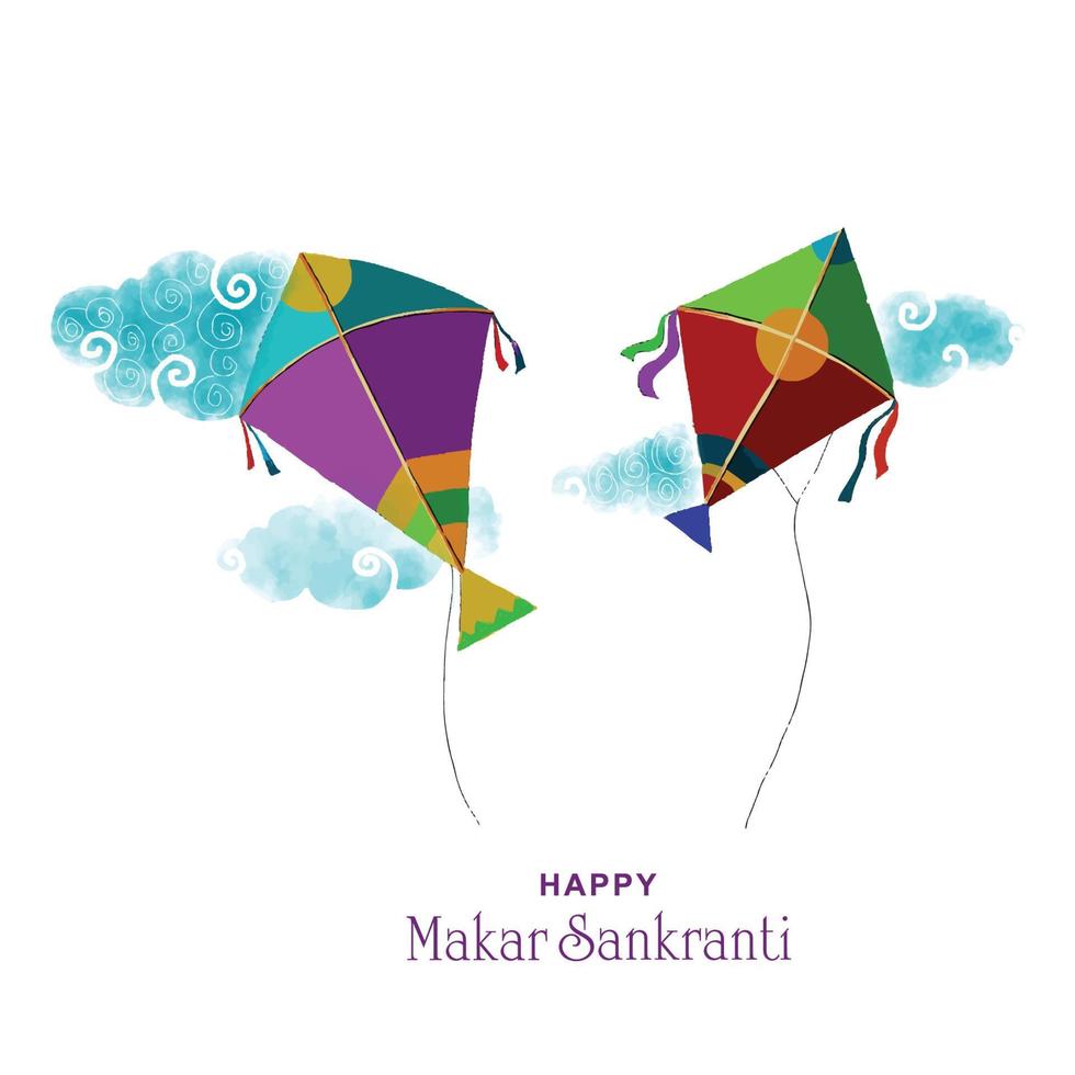 Happy makar sankranti colorful kites for festival of india vector