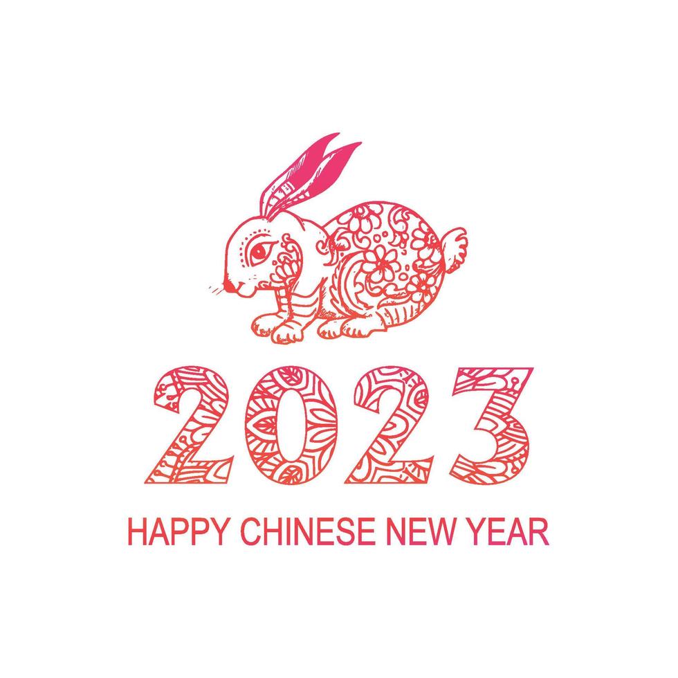 Chinese new year 2023 symbol decorated with a rabbit background vector