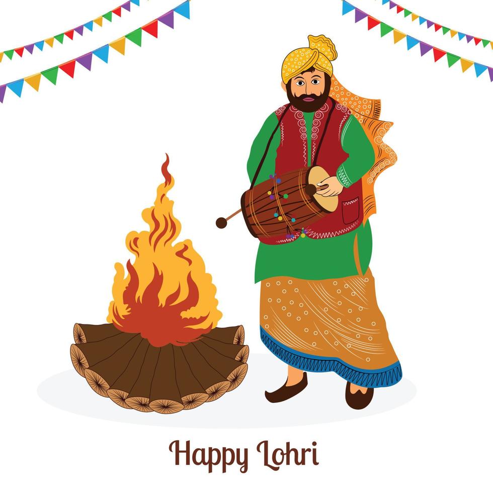 Happy lohri festival of punjab india background vector