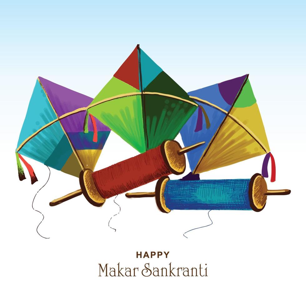 Makar sankranti greeting card holiday background vector