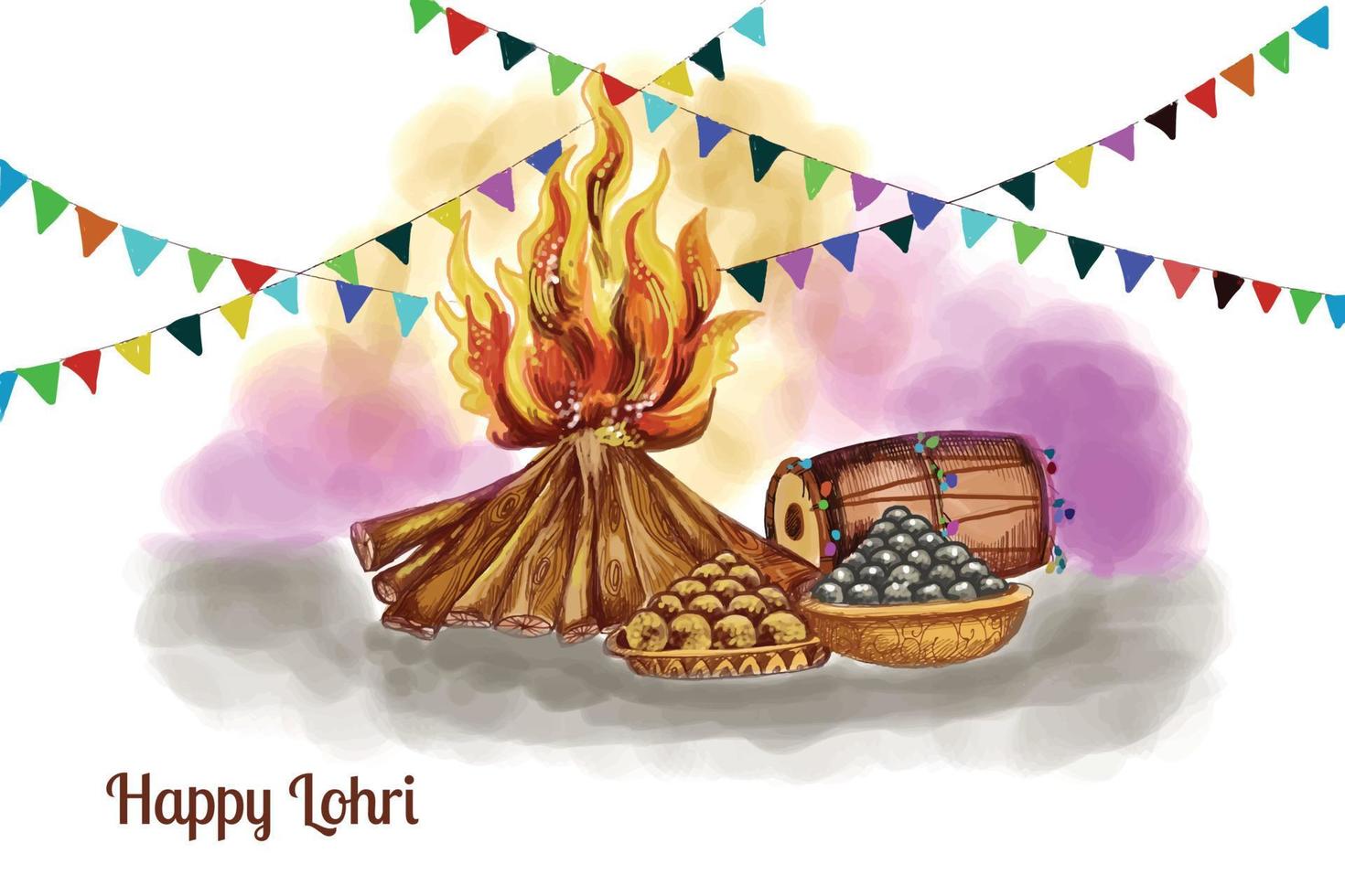 Illustration of happy lohri holiday background for punjabi festival card design vector