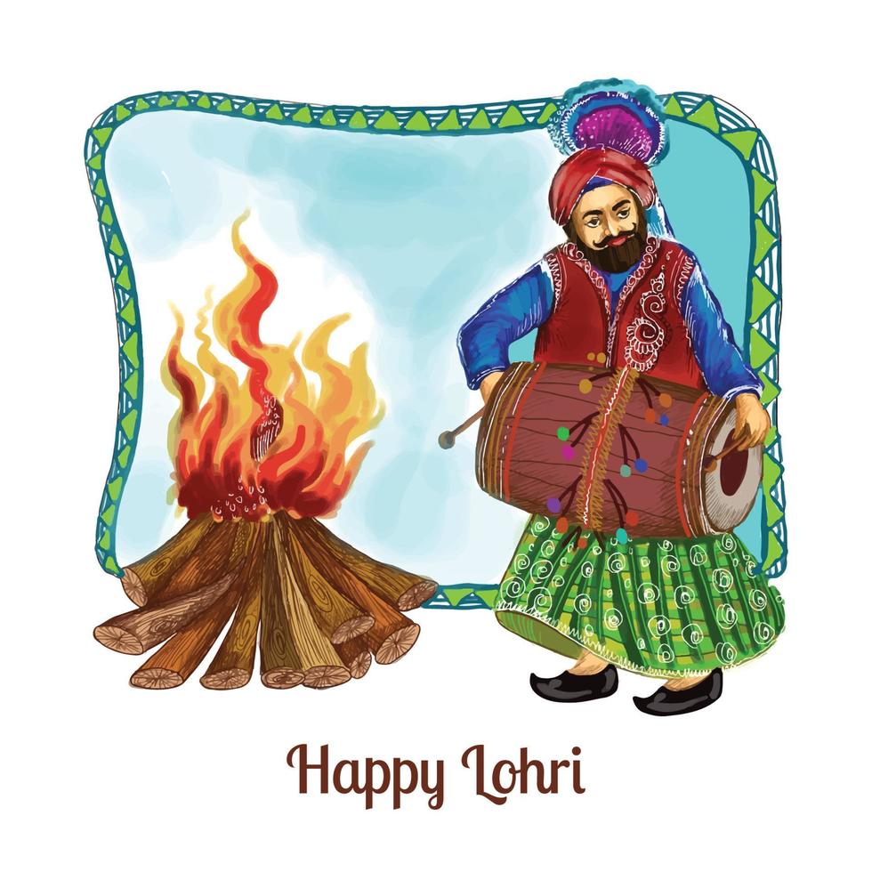 fondo feliz festival lohri de punjab india vector