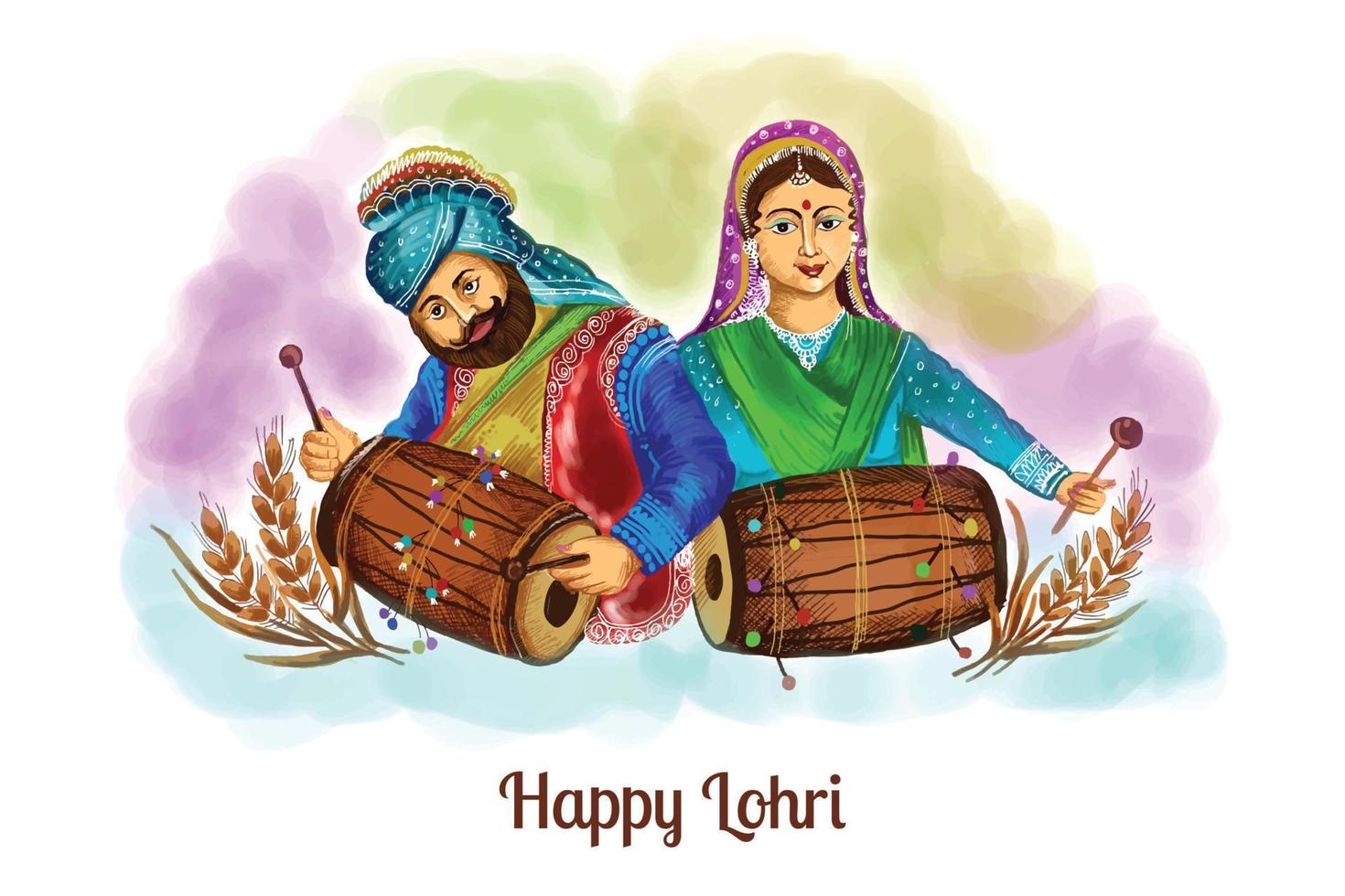 Illustration of happy lohri festival of punjabi card background vector