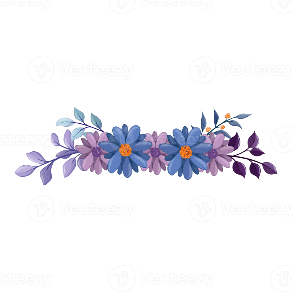 arrangement de fleurs violettes avec style aquarelle png