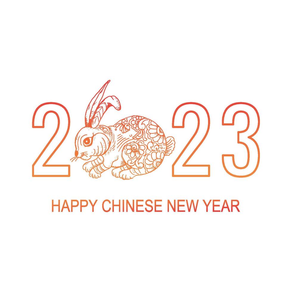 símbolo del año nuevo chino 2023 decorado con un fondo de conejo vector