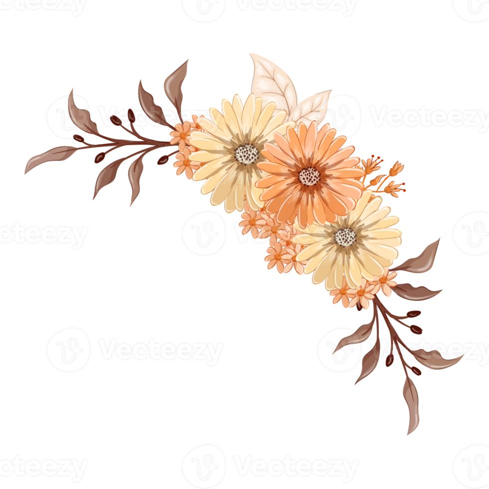 Orange Flower Arrangement with watercolor style png