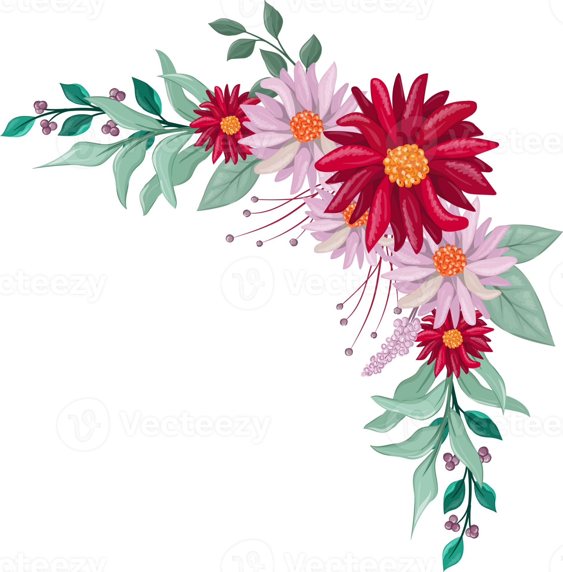 Red Flower Arrangement with watercolor style 15737758 PNG