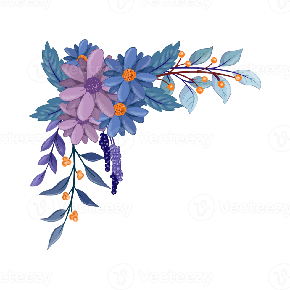 Purple Flower Arrangement with watercolor style png
