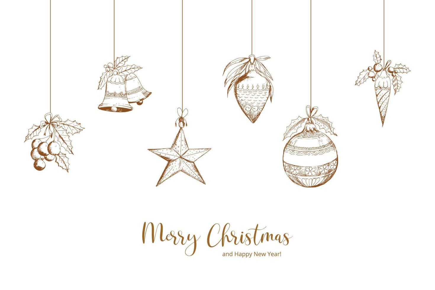 Beautiful decorative christmas elements sketch set background vector