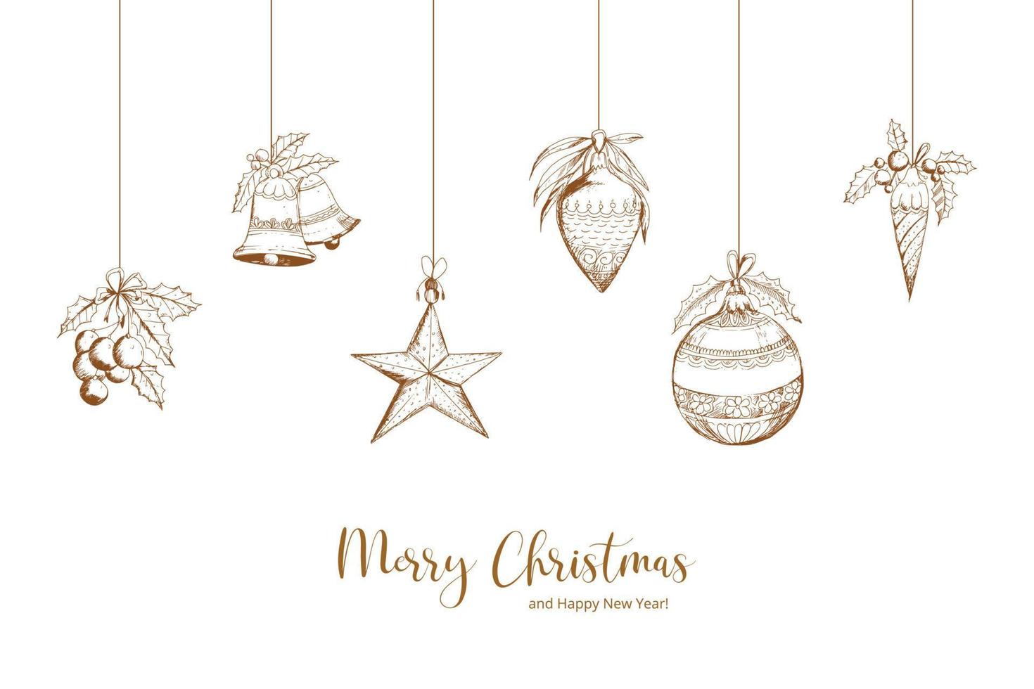 hermosos elementos decorativos de navidad boceto conjunto de fondo vector