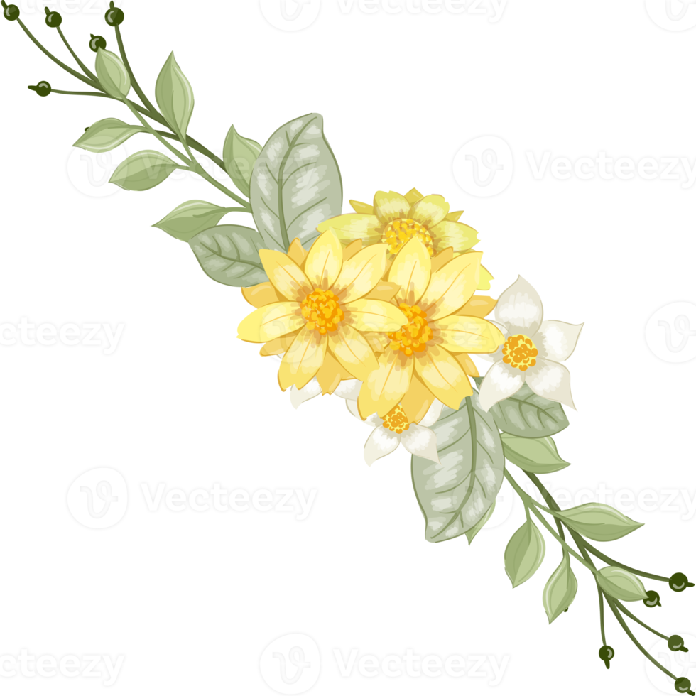 Yellow Flower Arrangement with watercolor style png