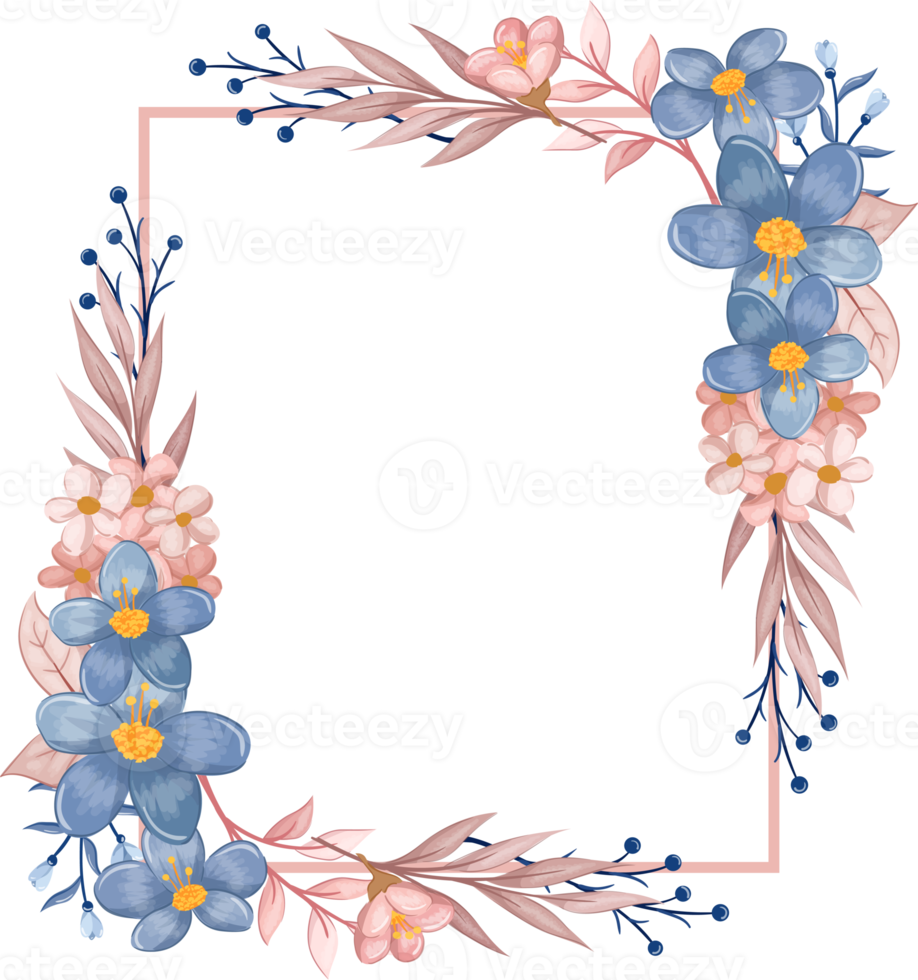 Blue Flower Arrangement with watercolor style png