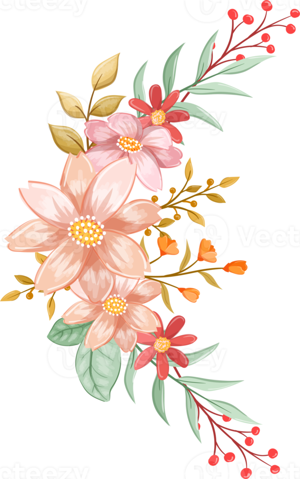 Orange Flower Arrangement with watercolor style png
