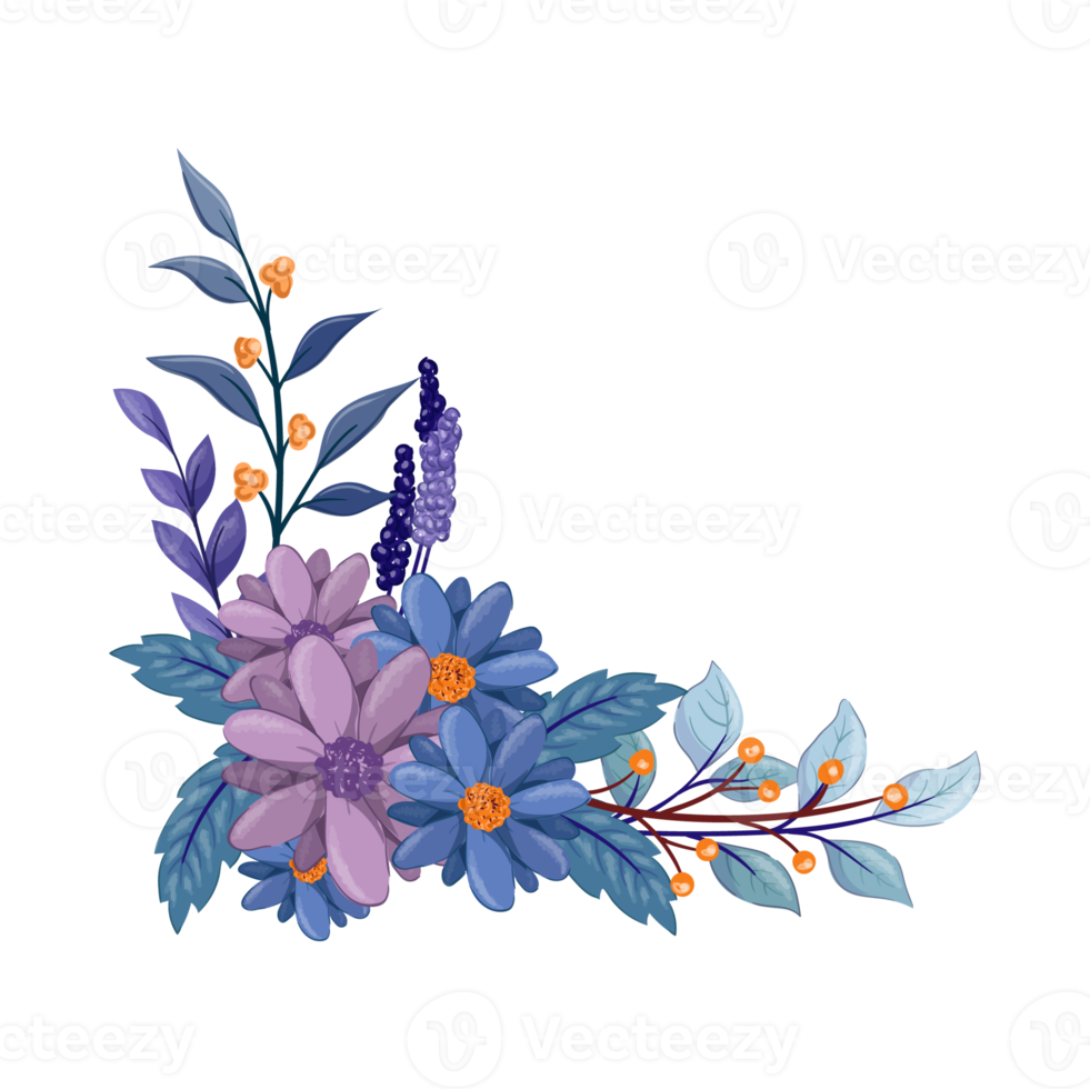 Purple Flower Arrangement with watercolor style png