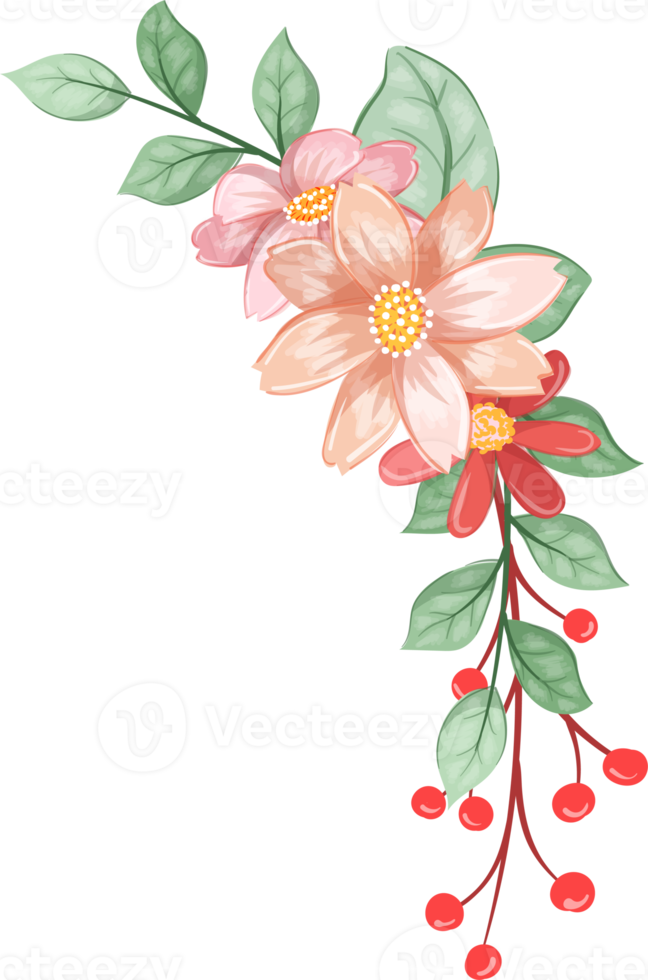 Orange Flower Arrangement with watercolor style png