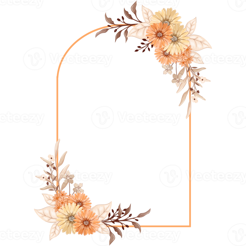 Orange Flower Arrangement with watercolor style png