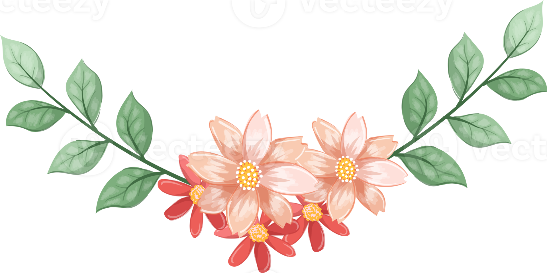 arreglo de flores de naranja con estilo acuarela png