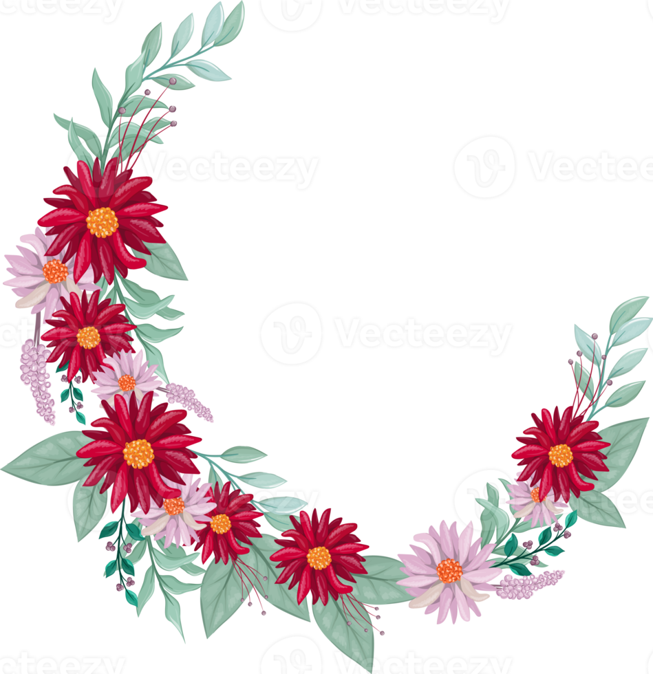 Red Flower Arrangement with watercolor style png