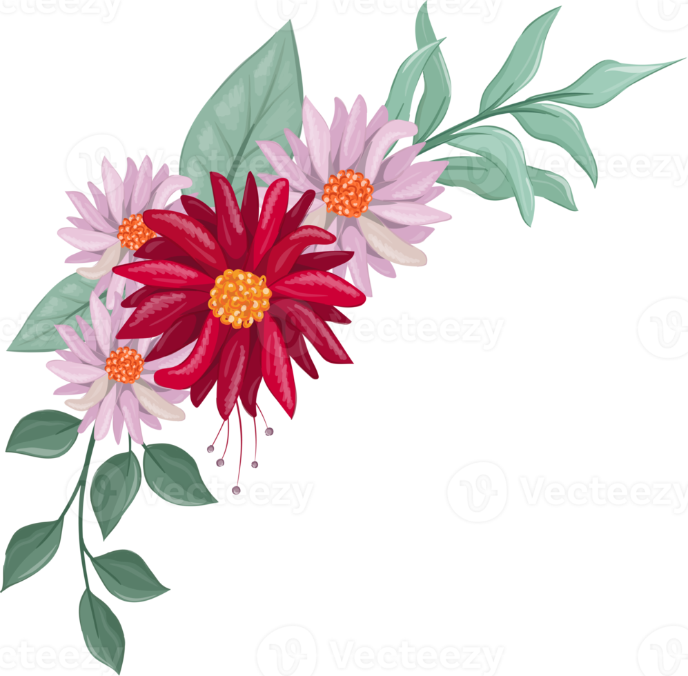 Red Flower Arrangement with watercolor style png