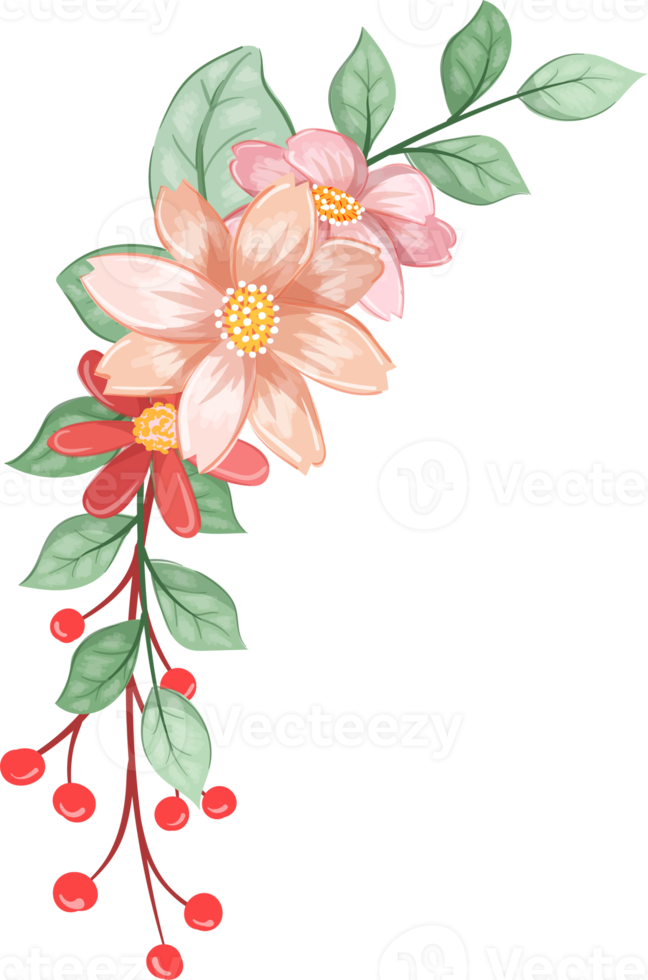 Orange Flower Arrangement with watercolor style png