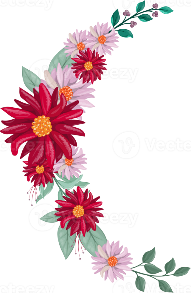 Red Flower Arrangement with watercolor style png