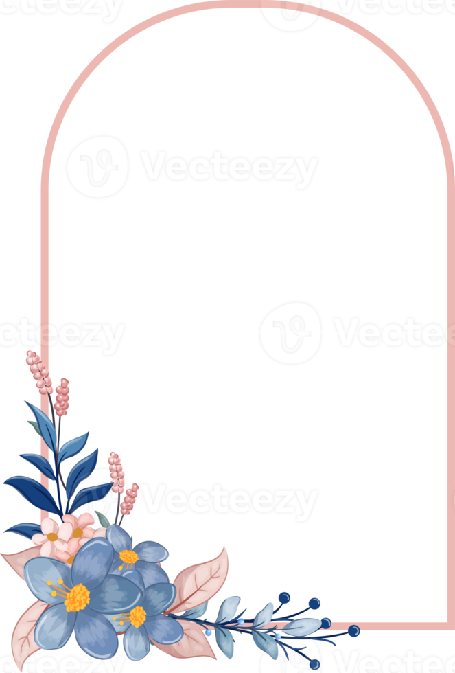 blå blomma arrangemang med vattenfärg stil png