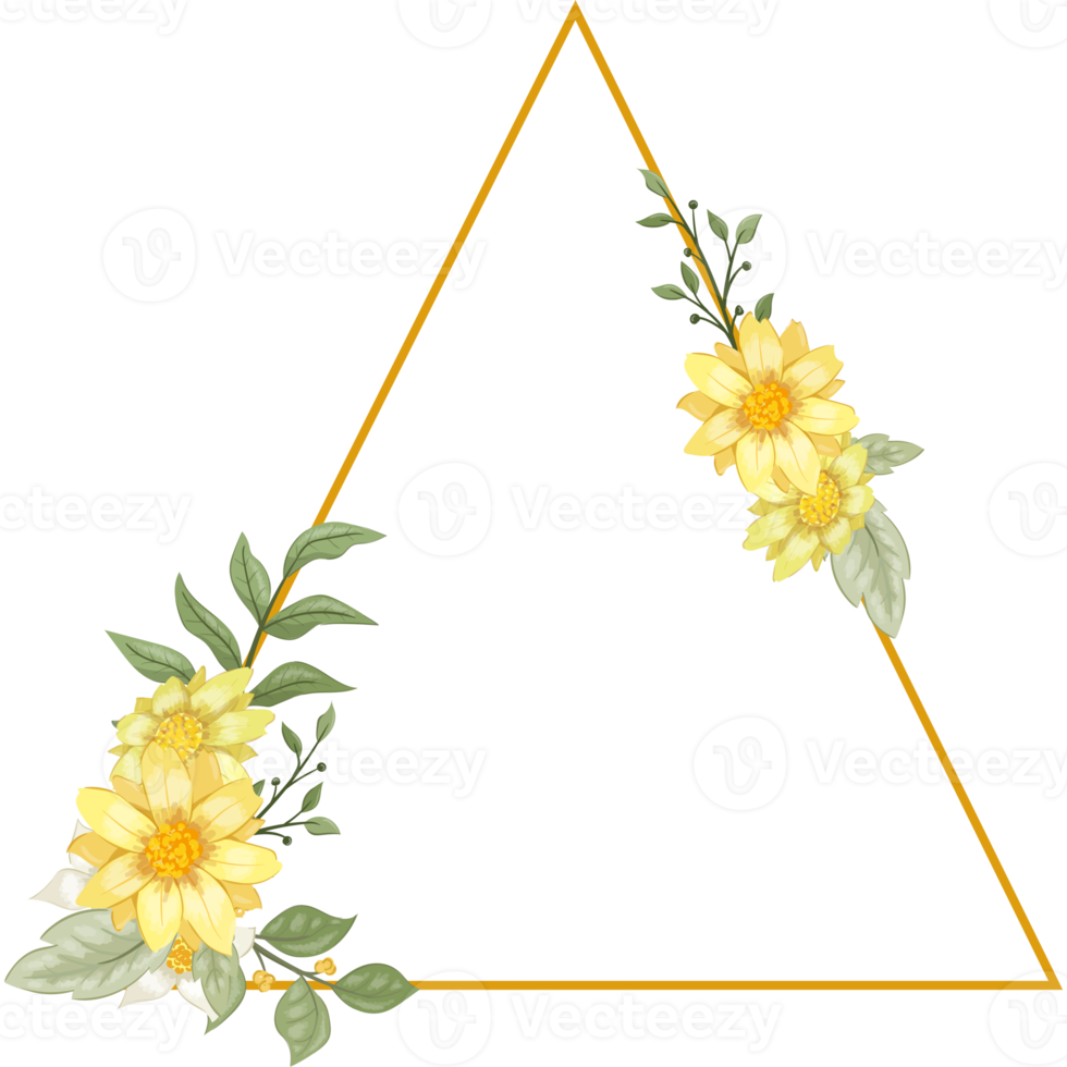 arreglo floral amarillo estilo acuarela png