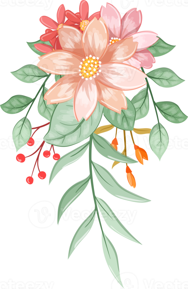 Orange Flower Arrangement with watercolor style png