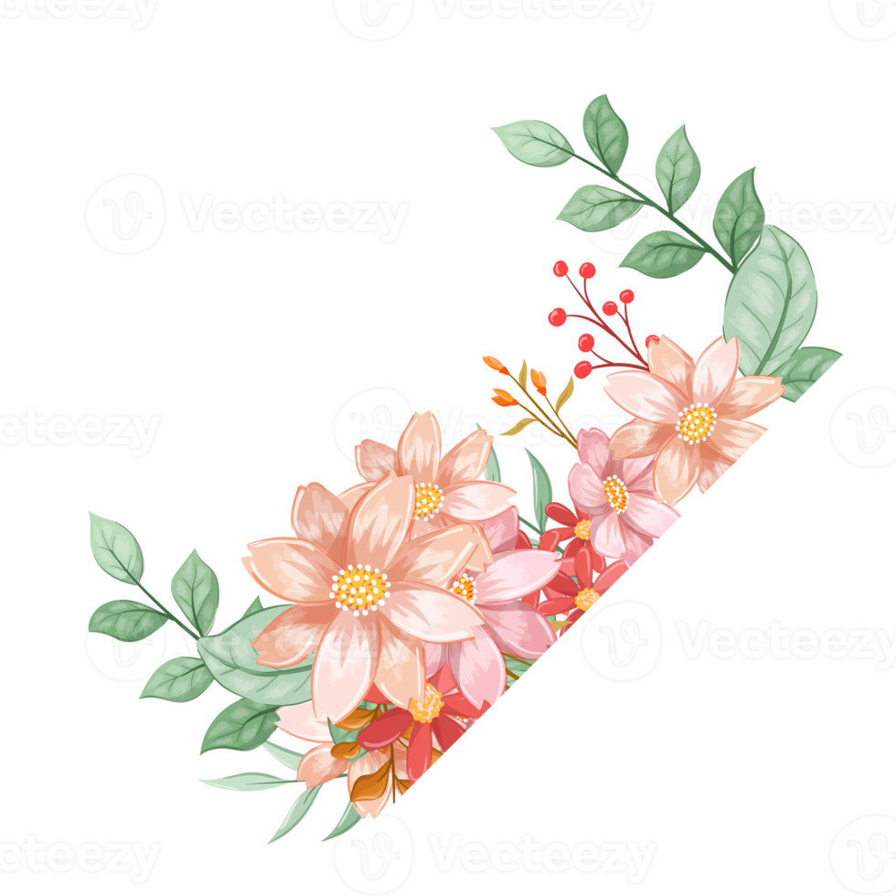 Orange Flower Arrangement with watercolor style png