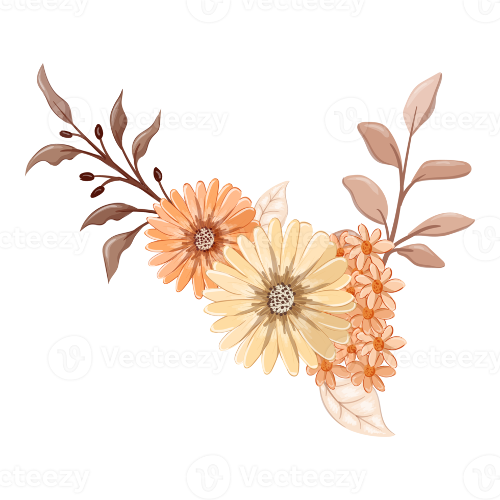Orange Flower Arrangement with watercolor style png