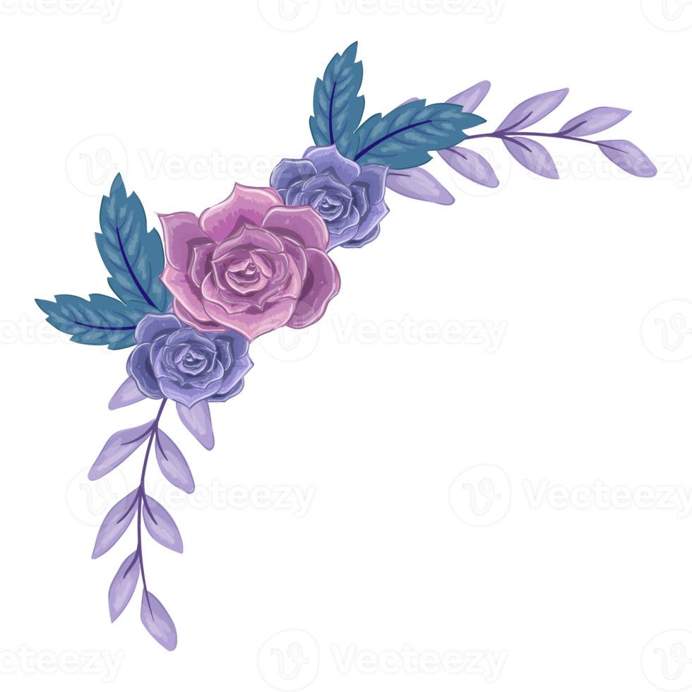 Purple Flower Arrangement with watercolor style png
