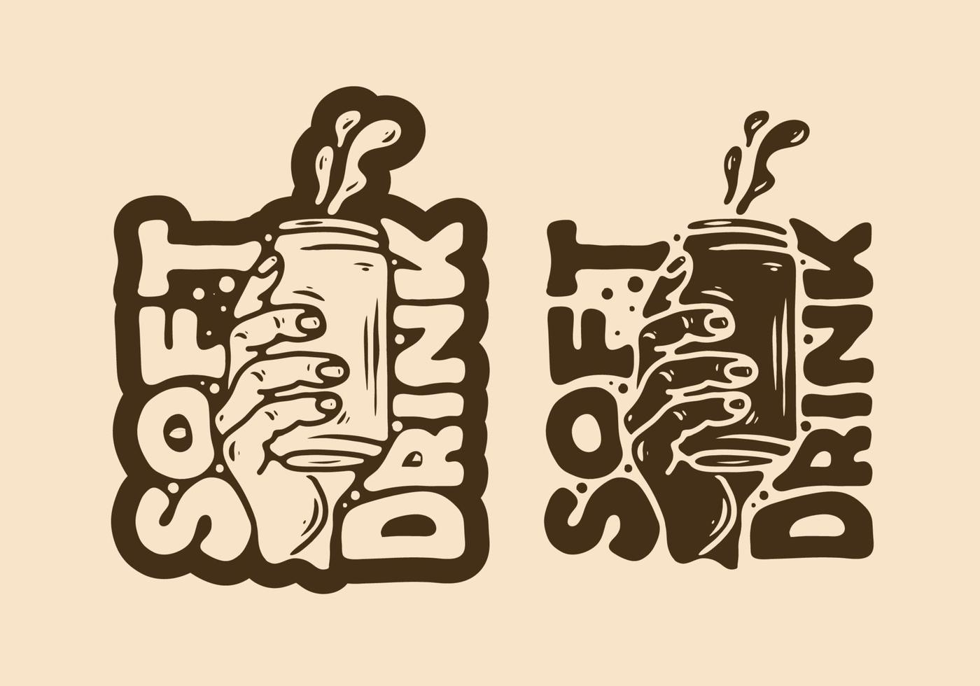 Illustration design of hand holding a can of soft drink vector