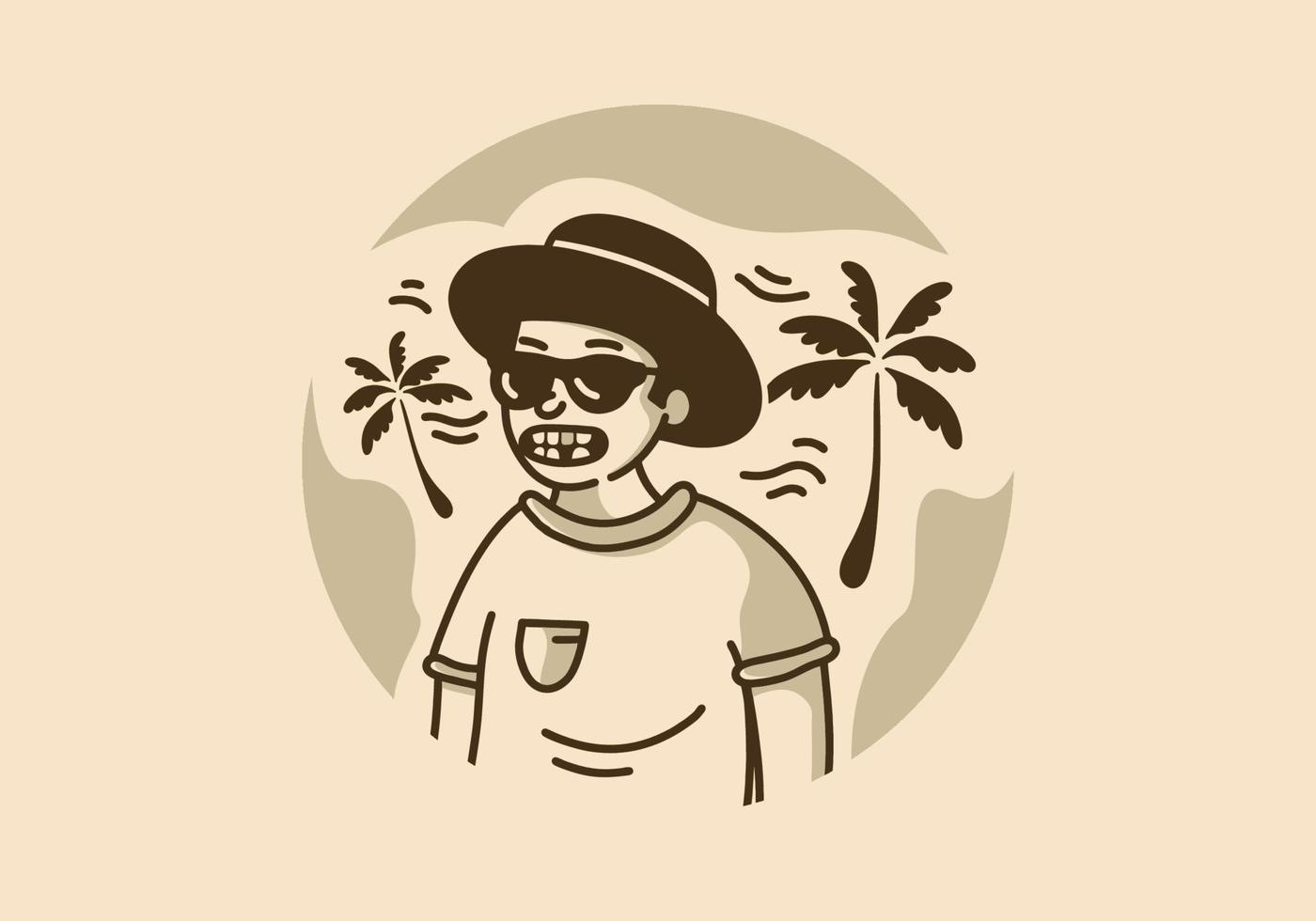diseño ilustrativo de un hombre sin dientes con sombrero redondo vector