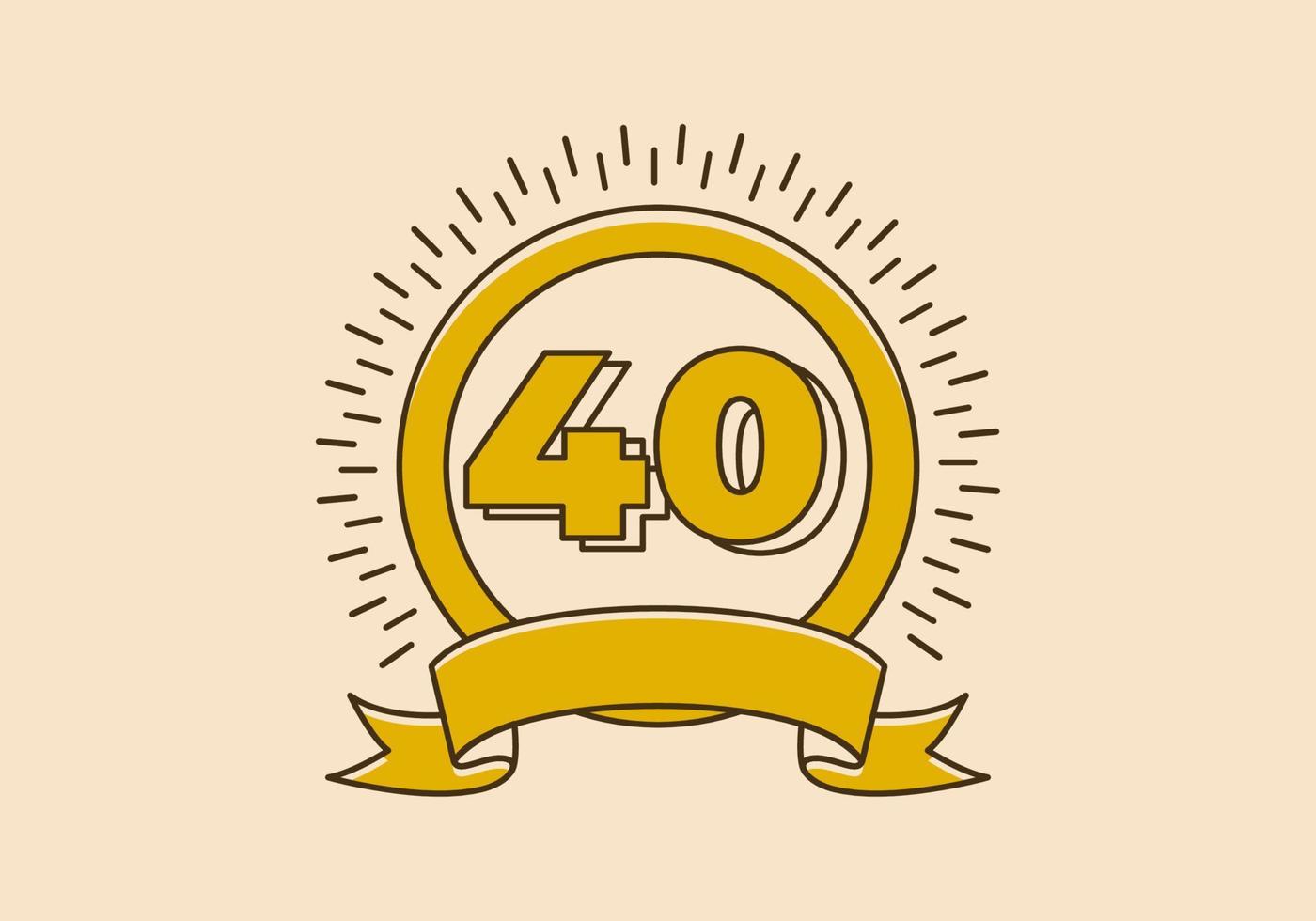 Vintage yellow circle badge with number 40 on it vector