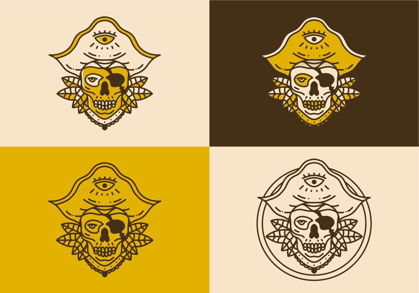 Vintage art illustration of the skull pirates vector