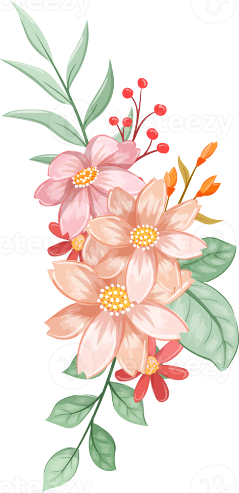 Orange Flower Arrangement with watercolor style png