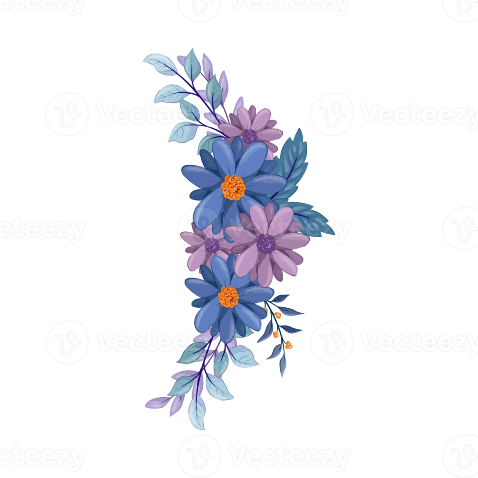 Purple Flower Arrangement with watercolor style png