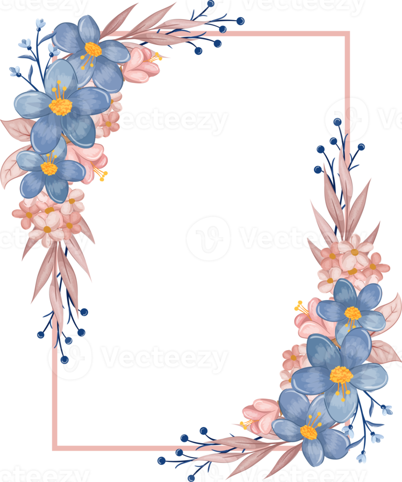 Blue Flower Arrangement with watercolor style png