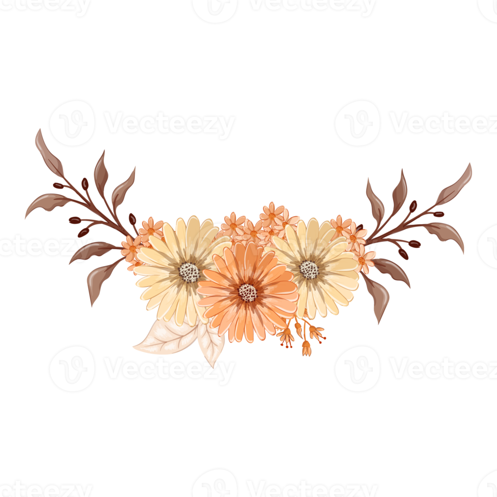 Orange Flower Arrangement with watercolor style png