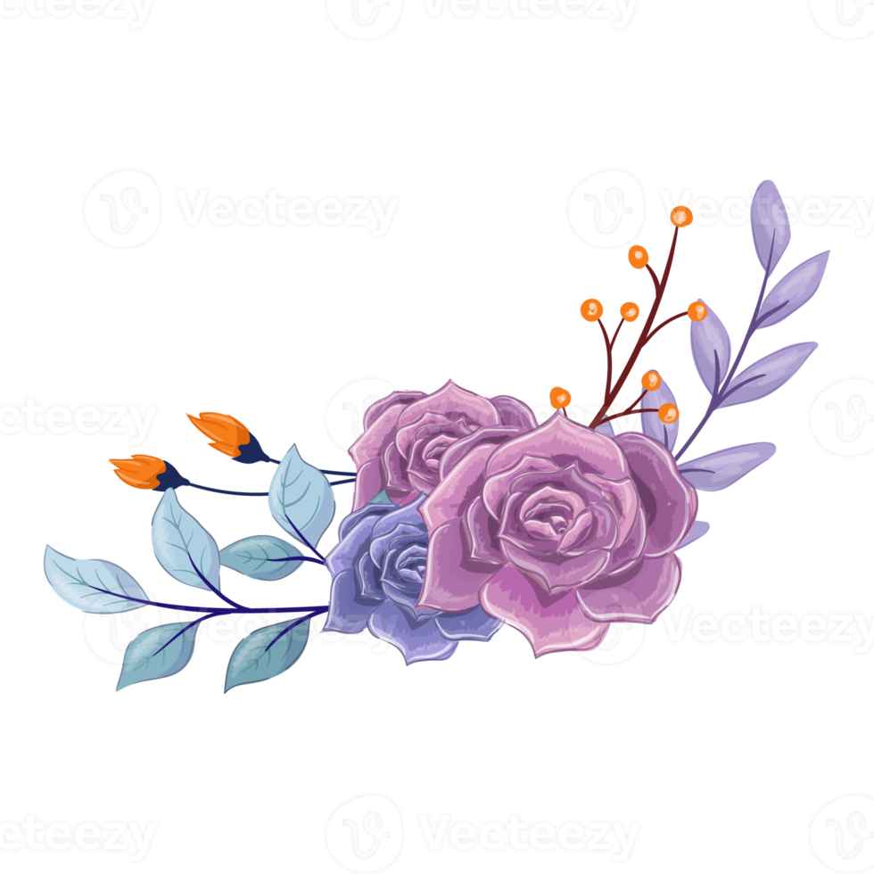 Purple Flower Arrangement with watercolor style png