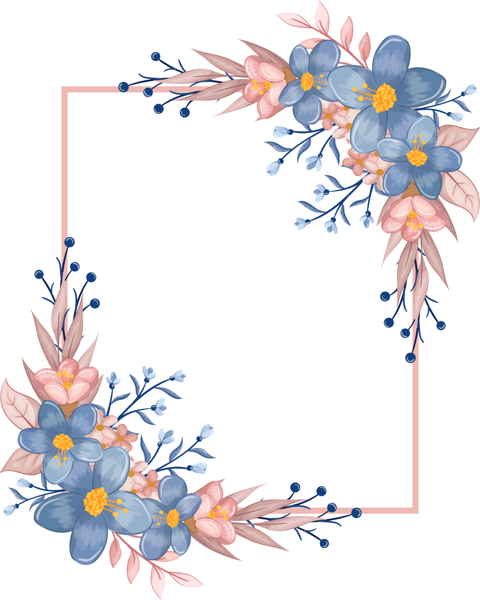 Blue Flower Arrangement with watercolor style 15738043 PNG