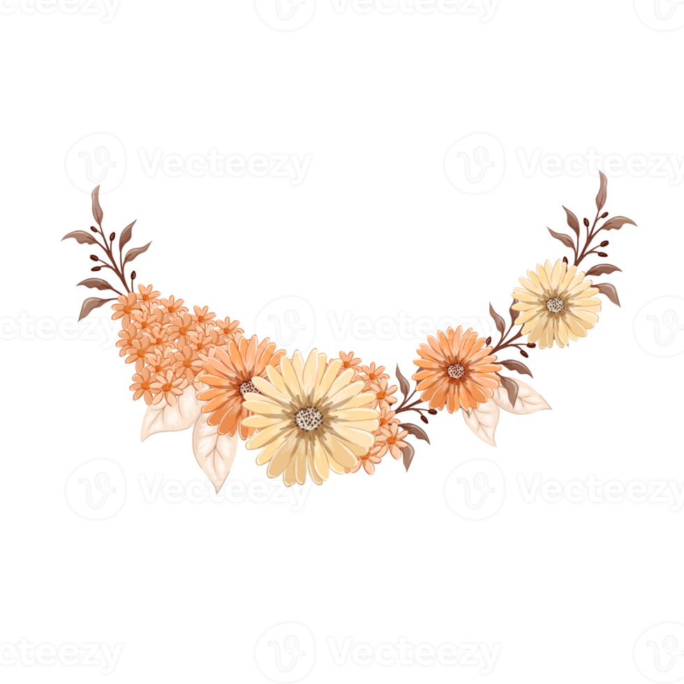 Orange Flower Arrangement with watercolor style png