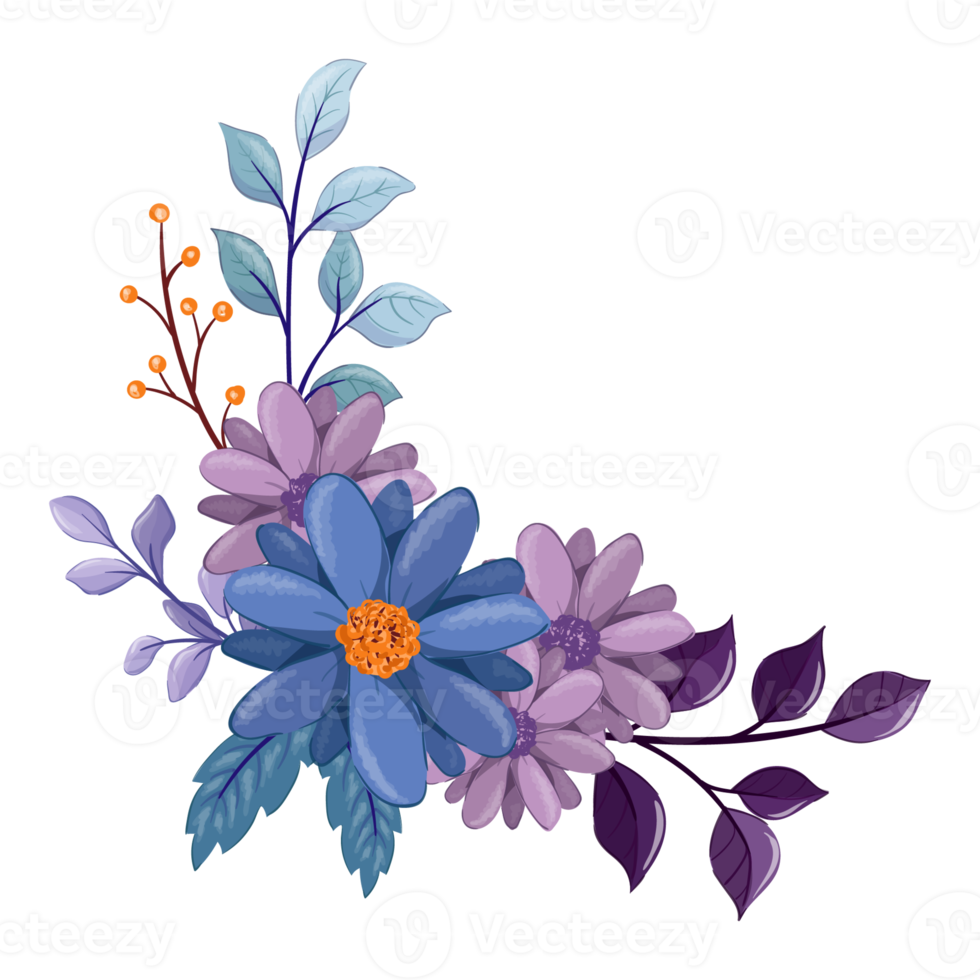 Purple Flower Arrangement with watercolor style png