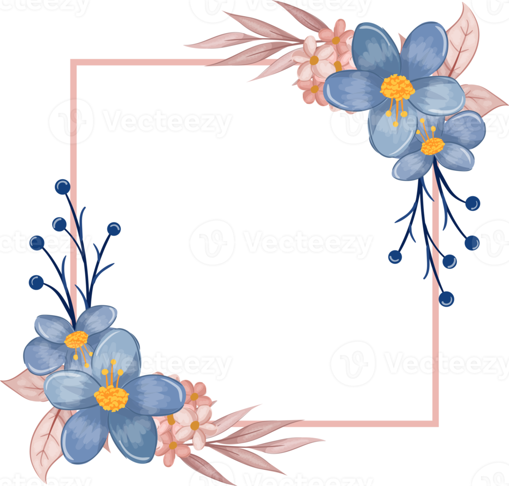 Blue Flower Arrangement with watercolor style png