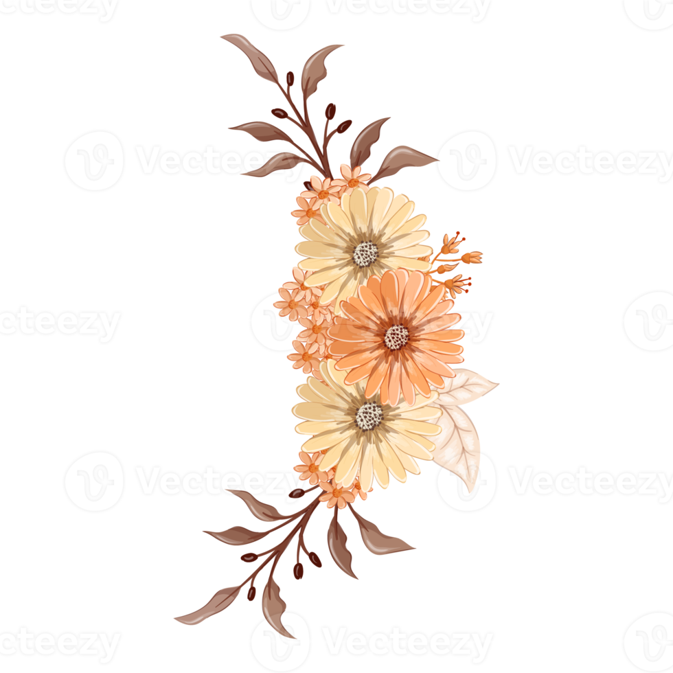 Orange Flower Arrangement with watercolor style png