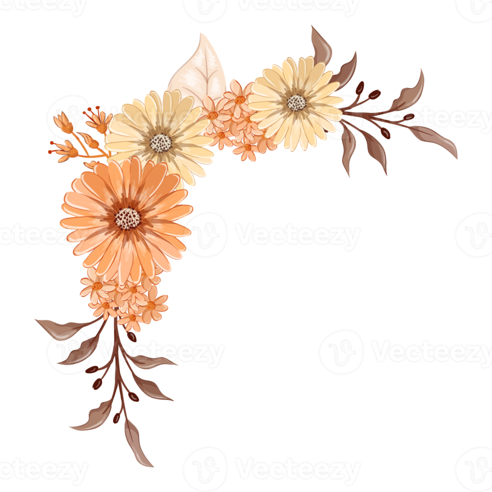 Orange Flower Arrangement with watercolor style png