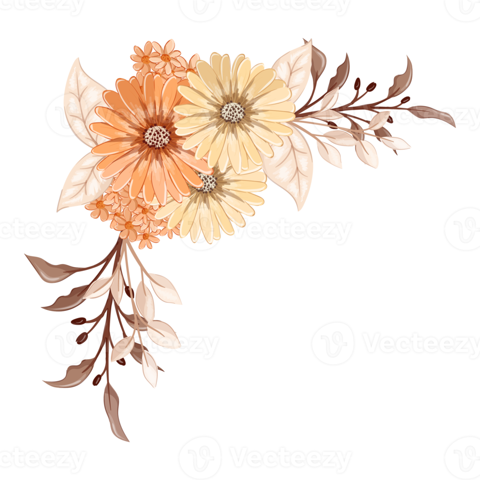 Orange Flower Arrangement with watercolor style png